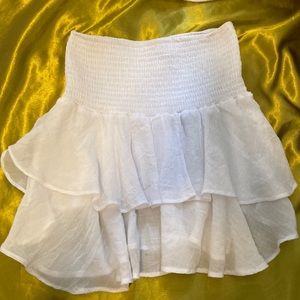adika santos white mini ruffle skirt